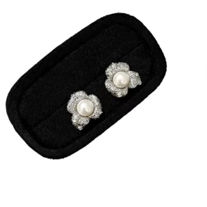 RENSINO Elegant Women’s Silver Plated Stainless Steel Flower White Pearl 10mm Stud Earrings for Other Special Occasions Christian