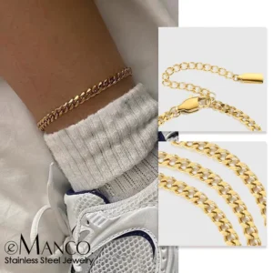 RENSINO Emanco Anklet Manufacturers Waterproof Stainless Steel Flat Chain Anklets Suitable for Daily Wear