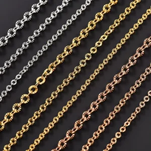 RENSINO Embossed Shiny Rolo Link Choke Chain 2 3 4mm Stainless Steel Clavicle Gold Color Necklace Women Men’s Jewelry Gift