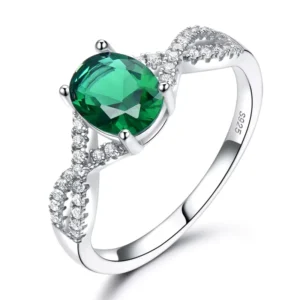 RENSINO Emerald Zircon 925 Sterling Silver Women’s Rings