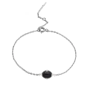 RENSINO Emotional 925 Sterling Silver 14K Gold Plated Gemstone Stellar Narrative Oval Cut Elegant For Women Blue Sandstone Bracelet