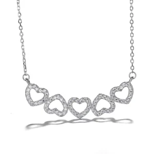 RENSINO Engagement Jewelry Heart Shape 925 Sterling Silver Necklace
