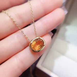 RENSINO Engagement Party Gift 925 Sterling Silver Natural Citrine Classic Pendant for Women