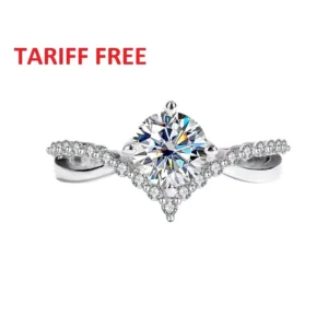 RENSINO Engagement and Wedding Ring Band S925 Silver Moissanite 1 Carat VVS D Color Crown Ring for Women With GRA Certificate