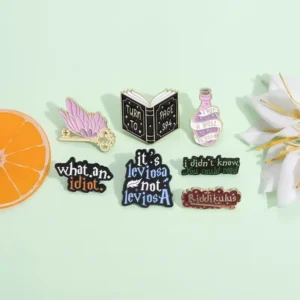 RENSINO English Book Series Cute Brooches Moth Enamel Pins Bag Clothes Hat Lapel Pin Gothic Badge Jewelry Pin
