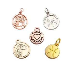 RENSINO Engraved Brand logo Custom Metal Tags Charm Pendant for Jewelry Making