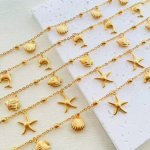 RENSINO Europe United States Anklet High Sensitivity Marine Series Stainless Steel Starfish Pendant Anklet