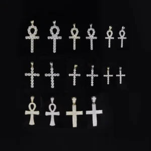 RENSINO Europe United States Cross border Hip hop Style Cross Pendant Diamond studded Unisex Fashion Personality Moissanite Necklace