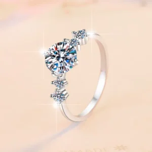 RENSINO Europe United States Hot Color Moissanite Ring Women’s Simple Fashion Four Claw Electroplated S925 Sterling Silver Cross Border