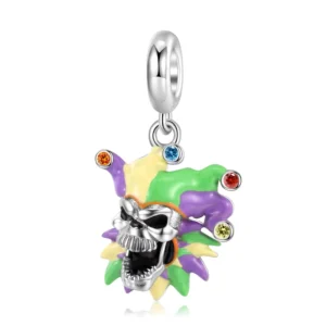 RENSINO Europe and America Style 925 Sterling Silver Enamel Charms Skull Shaped Charms for DIY Jewelry