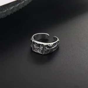 RENSINO Europe and America Vintage Cross Ring for Men Trendy Hip Hop Punk Fashion Open Design Alloy Material