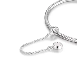 RENSINO European 925 Sterling Silver Safety Chain Charm Bead Jewelry