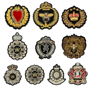 RENSINO European American Academy Style Ins Special Embroidered Cloth Patch Badge Silver Bee Lion Crown Small Suit School Uniform Badge