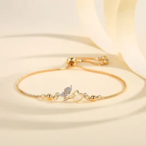 RENSINO European American Copper Inlaid Zircon Butterfly for Love for Bracelet for Women Adjustable Chain Exquisite Cross Border Fashion