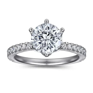 RENSINO European American Fashion Women Silver Jewelry S925 Sterling Silver 2 Carat Diamond Ring
