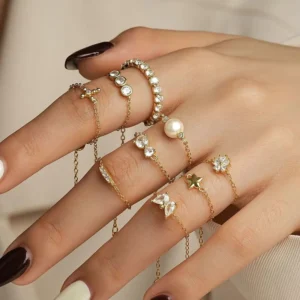 RENSINO European American Festival Gift S925 Sterling Silver Women Light Luxury Design Chain Fine Ring