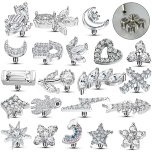 RENSINO European American Piercing Jewelry Accessories 0.9mm Copper Zircon DIY Jewelry Lip Studs Eyebrow Studs Ear Studs Embedded
