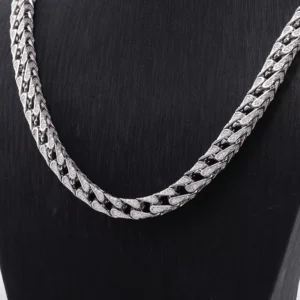 RENSINO European American Silver Plated Gold Moissanite Cuban Chain for Men Snake Chain Fashion Chain