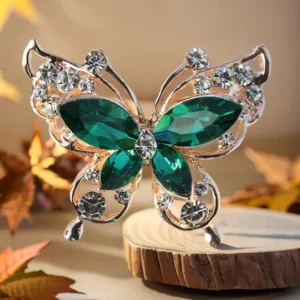 RENSINO European American Style Cartoon 3D Alloy Rhinestone Crystal Butterfly Brooch Wedding Engagement Clothing Pin
