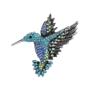 RENSINO European American Style Hummingbird Brooch Cross Border Fashion Rhinestone Collar Pin for Women’s Party Clothing