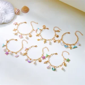 RENSINO European American Summer Beach Shell Bracelet Starfish Pearl Pendant Fashion Versatile Bracelet