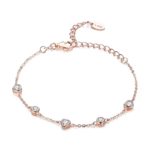 RENSINO European Bracelet Charm Simple Beauty Bracelet Sterling Silver Fashion Personality Heart Shaped S925 Silver Bracelet