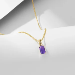 RENSINO European Style S925 Sterling Silver Amethyst and Peridot Pendant Necklace for Women