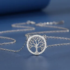 RENSINO European Style S925 Sterling Silver Tree of Life Necklace with Pendant for Women