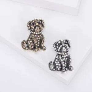 RENSINO European and American Animal Brooch Creative Rhinestone Bulldog Brooch Men’s Fashion Versatile Accessories Pin