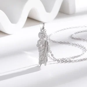 RENSINO European and American Fashion Jewelry Priest Pendant 925 Sliver Zircon Religious Pendant Necklace
