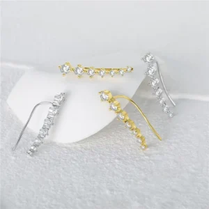 RENSINO European and American Fashion S925 Sterling Silver Single Row 7 Sparkling Stud Earrings for Couples Gift Earrings Cool Earrings