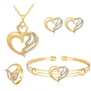 RENSINO European and American Jewelry Set Fashion Butterfly Love Jewelry Necklace Earrings Ring Bracelet Four Piece Set in Stock