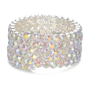 RENSINO Exactly Multi Row Shiny Rhinestone Crystal Wrapped Arm Bracelet for Women Dancing Performance Show Jewelry Bangles