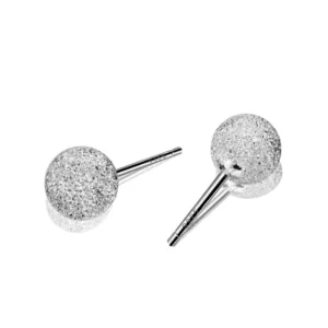 RENSINO Exquisite 925 Silver Frosted Ear Bead Studs Women Fashion Sterling Silver Earrings Accessories for Jewelry Making