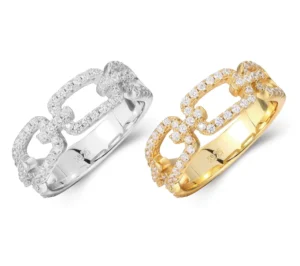 RENSINO Exquisite 925 Sterling Silver Geometric Design Pig Nose Cubic Zirconia 18k Gold plated Women’s Ring Jewelry