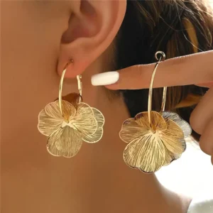 RENSINO Exquisite Flower Dangle Hoop Earrings Vintage Fashion Women’s Jewelry Accessories Sets for Women Wedding Party Girls