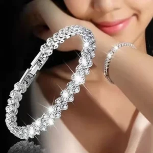 RENSINO Exquisite Luxury Roman Style Full Diamond Inlaid Crystal Bracelet Stylish Fashion Charm Bracelets