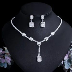 RENSINO Exquisite Luxury Wedding Engagement Anniversary Party Jewelry Sets for Women with Zircon Stones Rose Gold Plated Elegant Set