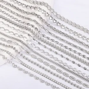 RENSINO Exquisite Stainless Steel Thin Chain for Women’s DIY Necklace Bracelet Silver Multi-Style Fashion Jewelry Making Waterproof