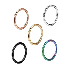 RENSINO F136 Implant Grade Titanium Seamless Hinged Segment Ring Nose Septum Ring Earrings For Women Men Fashion Body Piercing Jewelry