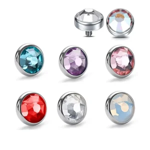 RENSINO F136 Titanium Lip Stud Paved Czech Crystal Dermal Anchor Disk Cup Direct Sales G23 Titanium Alloy Body Piercing Jewelry