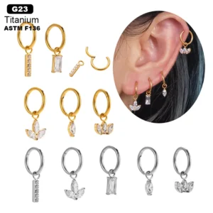 RENSINO F136 Titanium Zircon Piercing De Titanio Tragus Helix Daith Lobe Flat Back Earrings Stylish Versatile Jewelry