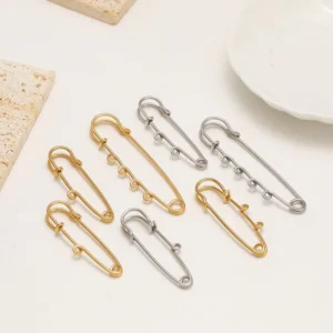 RENSINO F90 Loop Safety Pin Blank Brooch Steel Gold Plated Fade Resistant Connector Pin DIY Jewelry Clothing Craft Making Accessories