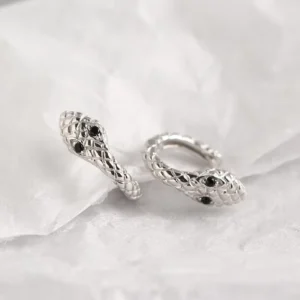 RENSINO FSE155 European and American Light Luxury Snake shaped Ear Buckle S925 Serling Silver Trendy Personalized Earrings