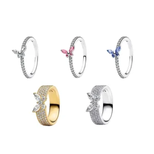 RENSINO FUAMAY Fashion New Design 925 Silver Pave Zircon Dainty Gold Plated Geometric Cross Band Ring Wedding Party Gift Unisex