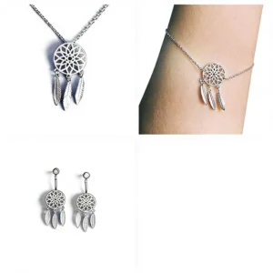 RENSINO FY 177 S925 Korean Version Necklace Stylish Feather Dreamcatcher Chain Fashionable Sterling Silver Jewelry for Gift