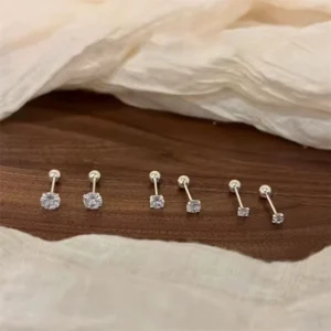 RENSINO FY ED476 925 Sterling Silver Stud Earrings Zircon Trendy Women’s High End Feel No Need Remove Niche Design Sleeping Certified