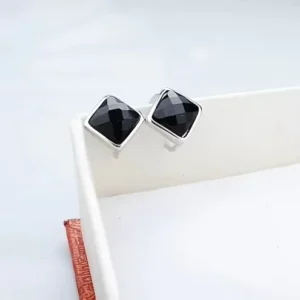 RENSINO FY EK26 925 Sterling Silver Stud Earrings Square Shape Black Earrings Sterling Silver Korean Fashion