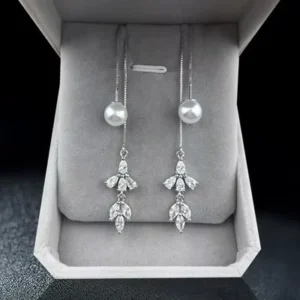 RENSINO FY EX88 S925 Sterling Silver Earrings with Zircon Tassel and Ear Thread Korean Style Fashionable Silver Earrings
