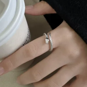 RENSINO FY JZ449 S925 Sterling Silver Korean and Japanese Simple Style Snake Ring Small Unique Adjustable Band Gift High end Daily Wear